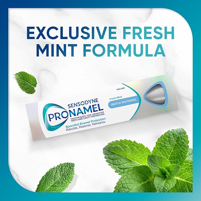 Sensodyne Pronamel Gentle Teeth Whitening Enamel Toothpaste for Sensitive Teeth, to Reharden and Strengthen Enamel, Amazon Exclusive, Fresh Mint - 4 Ounces (Pack of 4)