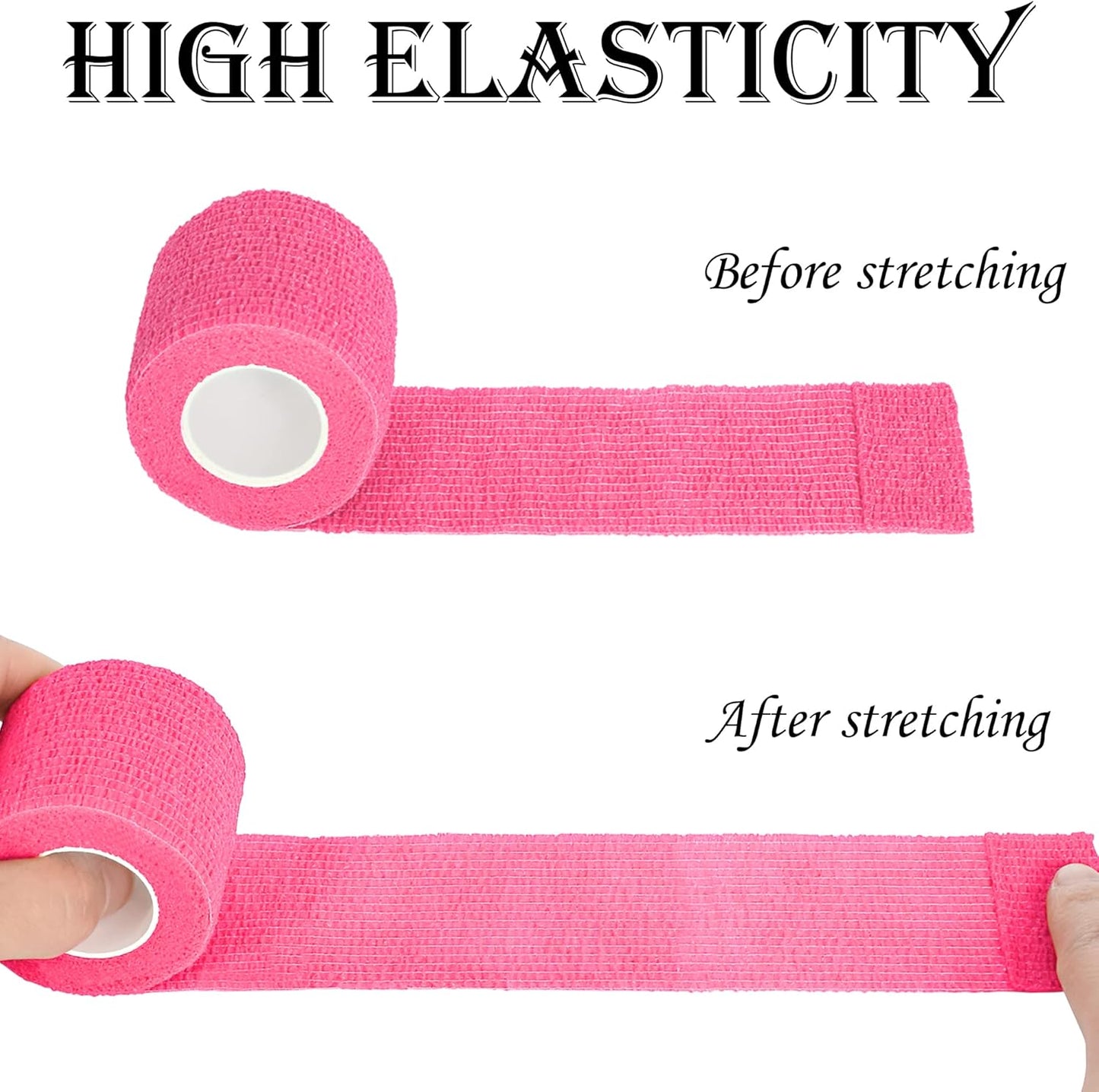 8 Rolls Cohesive Bandage 2” x 5 Yards Self Adherent Bandage Wrap Breathable Vet Tape Elastic Adhesive Bandage for Sports, Wrist, Ankle, Tattoo Wraps(Pink)