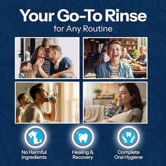 H2Ocean Healing Rinse Mouthwash - Great Tasting Sea Salt & Xylitol Mouth Wash for Fresh Breath & Dry Mouth - Alcohol & Fluoride Free - Arctic Ocean Mint 8oz (Pack of 2)