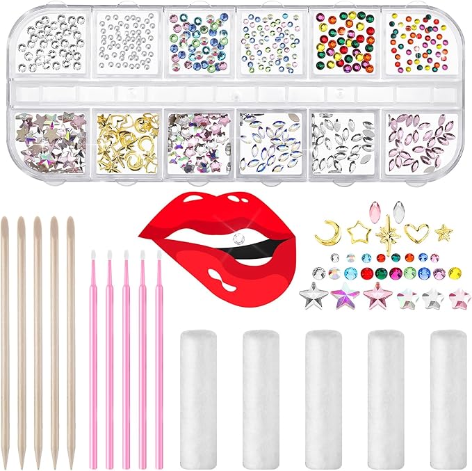 Sosation 377 Pieces Tooth Gem for Teeth Jewelry Kit DIY Fashionable Artificial Crystal Reflective Tooth for birthday Party, Cool Style