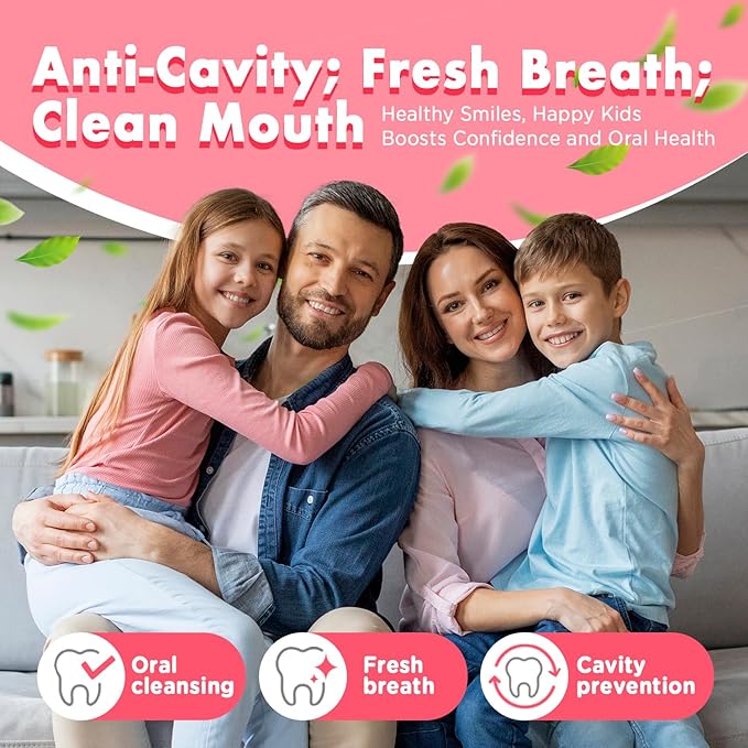 Mouth Spray for Kids Toddler Toothpaste Helper Fluoride Free Baby Toothpaste Cavity Protection Oral Care with Natural P113+ Antibacterial Peptide for Newborns to Age 6 (Original&Strawberry)