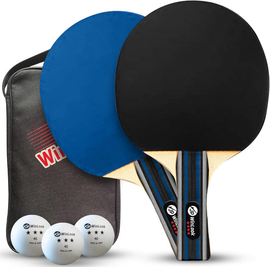 JP WinLook Ping Pong Paddles Sets - Portable Table Tennis Paddle Set with Ping Pong Paddles Professional Case & Ping Pong Balls - Premium Table Tennis Racket Player Set for Indoor & Outdoor Games