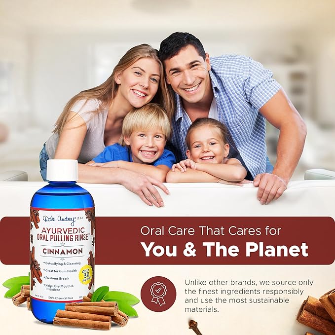 Oil Pulling for Teeth and Gums | Made in USA Cinnamon Flavored Organic Sesame | Ayurvedic Oil Pulling Rinse to Whiten Your Teeth & Freshen Your Breath | Alcohol Free Fresh Breath Mouthwash-8 FL Oz