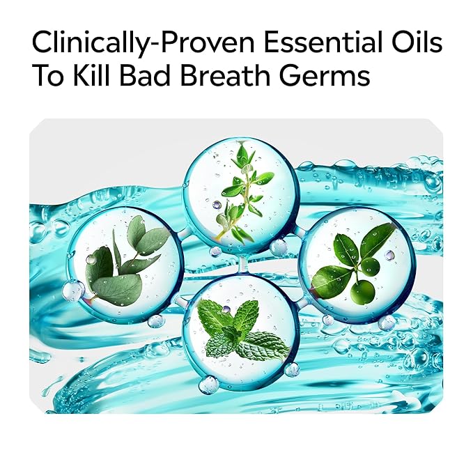 Listerine Alcohol-Free Mouthwash, Non Alcoholic Mint Oral Rinse Kills 99.9% of Germs That Cause Bad Breath for a Fresh Breath & Clean Mouth, Less Intense Taste, Cool Mint Flavor, 1 L (Pack of 2)