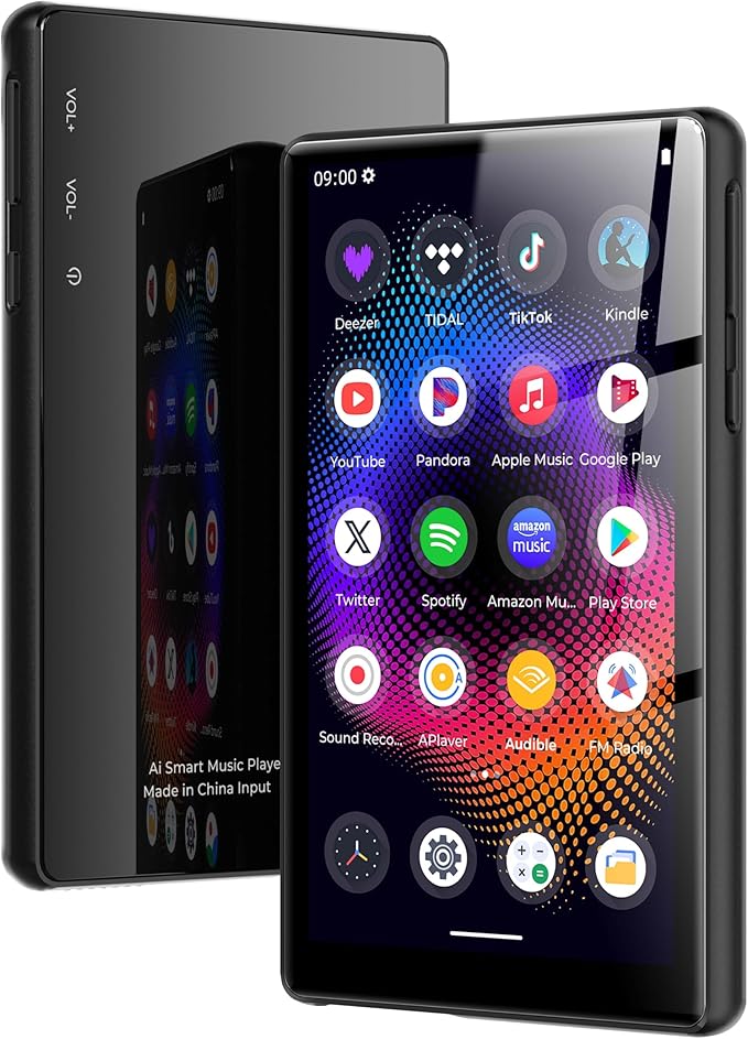 128GB MP3 Player with Bluetooth and WiFi，Music Video Player with Spotify Pandora,Amazon Music, 5" Touch Screen Android MP4 MP3 Player for Kids with Audible, YouTube, Spotify Kids,up to 256GB(Black)