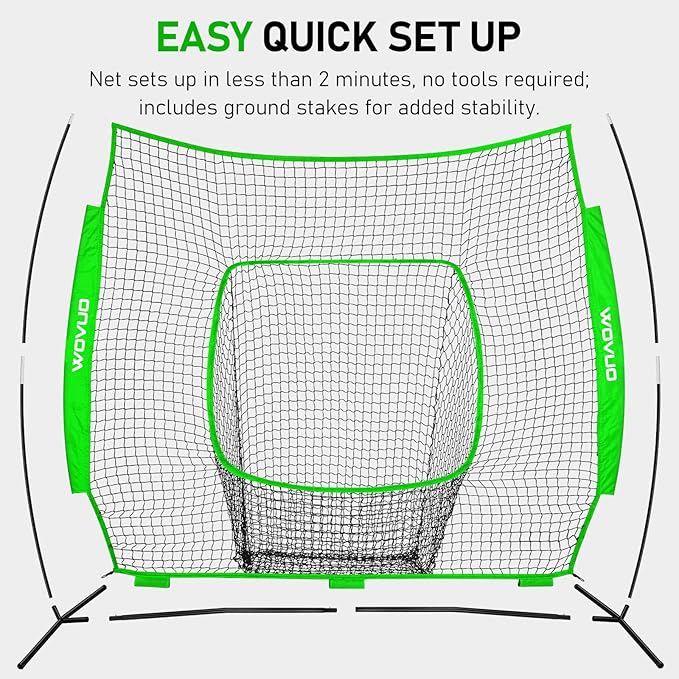 7x7 ft Baseball Net for Batting Pitching Hitting, Softball Pitching Net with Strike Zone, Tee, Ball Caddy, Softball Batting Net Baseball Training Equipment for Kids Adult Youth Sport Practice