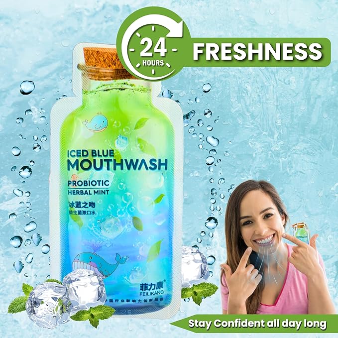 Skywin Travel Size Mouthwash - Mini Mint Flavored Packets for Adults, Prevents Cavities, Individual Packets (14 Pcs in 1 Pack)