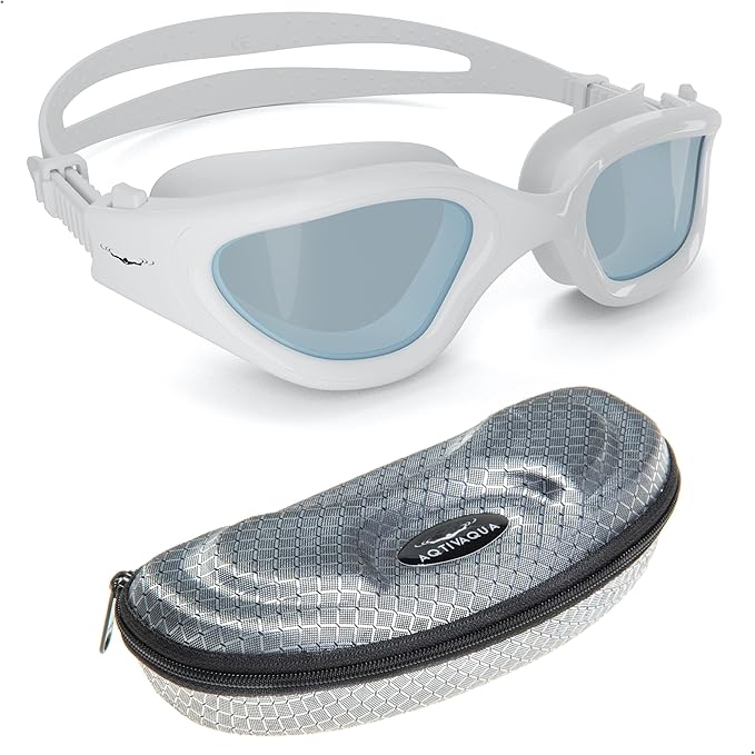 AqtivAqua Swimming Goggles, DX Wide View Swim Goggles for Adult Men Women, Anti Fog No Leaking