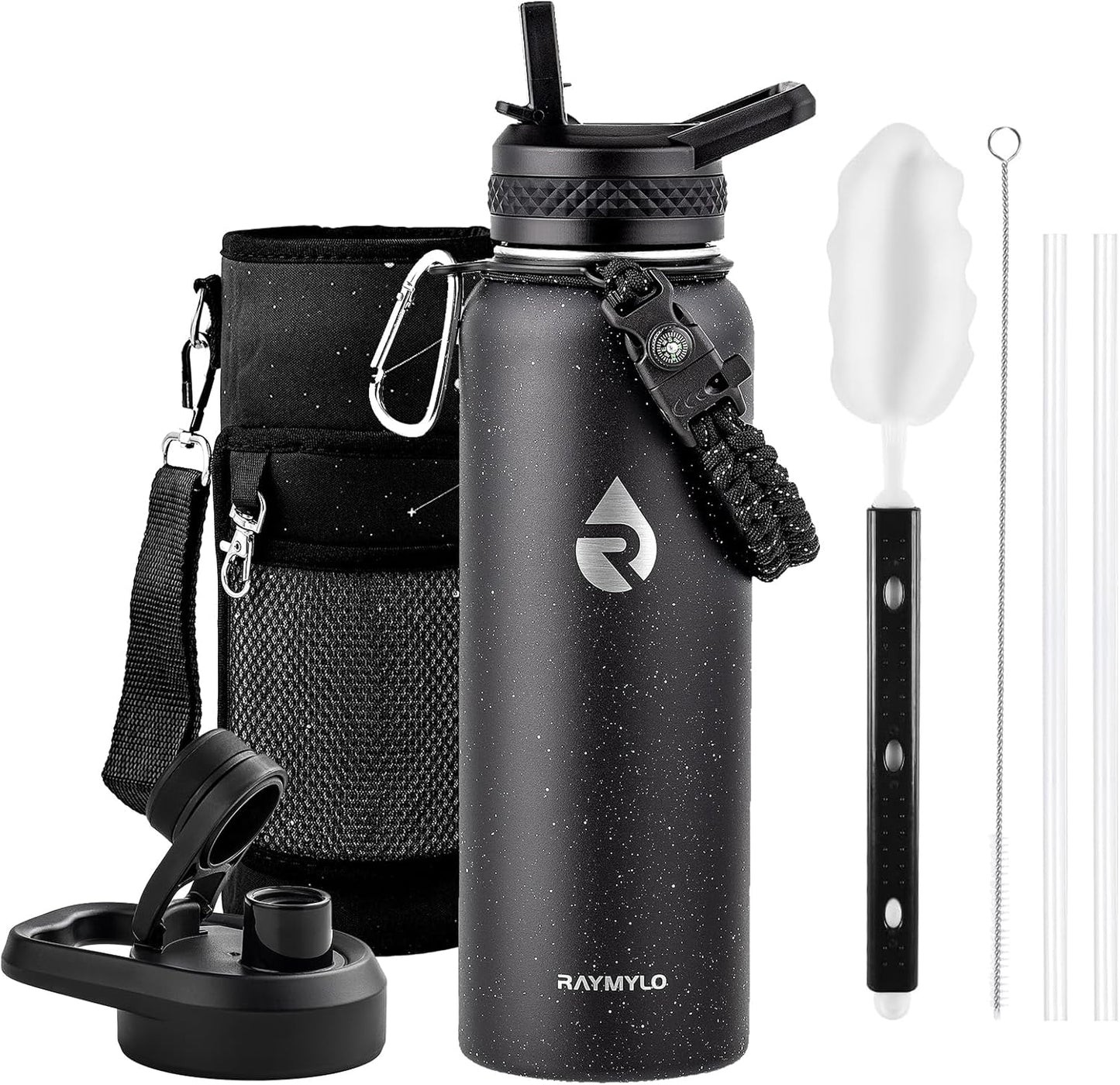 40oz Insulated Water Bottle, Triple Wall Vacuum Stainless Steel Water Bottles - Keeps Cold 48H, Reusable Metal water flask Jug for Gym, Sports, Camping, Hiking,Travel, Black Speckled