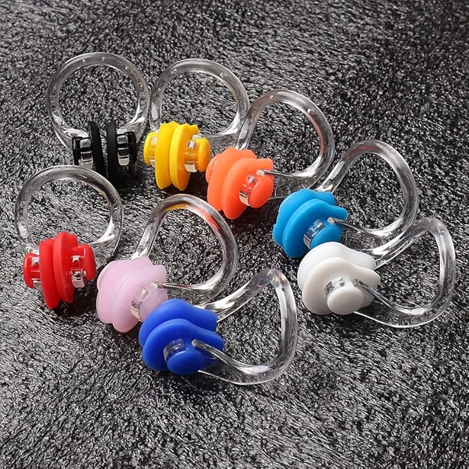 8 Pieces Silicone Swimming Nose Clip, Waterproof Silica Gel Surfing Nose Plug Protector Soft Latex Plugs for Kids and Adults (8 Colors)
