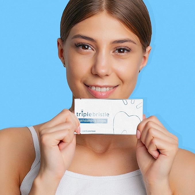 Triple Bristle Teeth Whitening Strips, Sensitive Teeth Friendly, 14 Whitening Strips Per Box, Mint and Coconut Teeth Whitening Strip, Enamel Safe - Without Sensitivity, 2 Pack