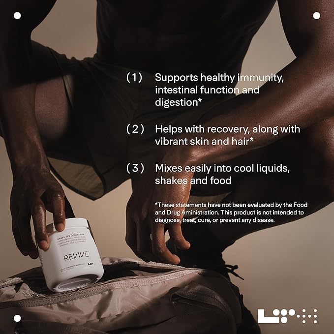 LTH Revive Grass-Fed Colostrum Powder - Trusted by Life Time Fitness Members - Supports Digestion, Skin & Immune Health - Sourced from First-Milking Colostrum - 45 Servings