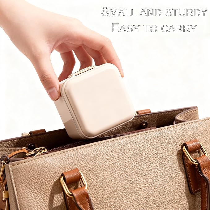 Denture Soaking Container Retainer Cleaner Case, Leak Proof Denture Bath Box with Strainer Basket, with Cleaning Brush Dentures Cup, with Mirror Waterproof Denture Holderfor Travel（beige）