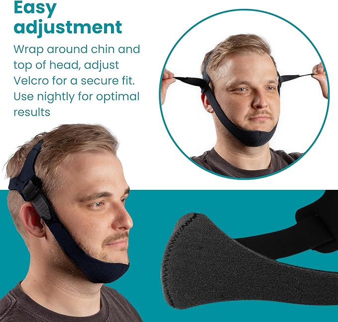 LifeSource Made in USA Anti Snoring Halo Chin Strap for CPAP Users, Chin Strap for Snoring Solution, Breathable, Adjustable, Latex Free, Comfortable Sleep Support for Men & Women, Snoring Support