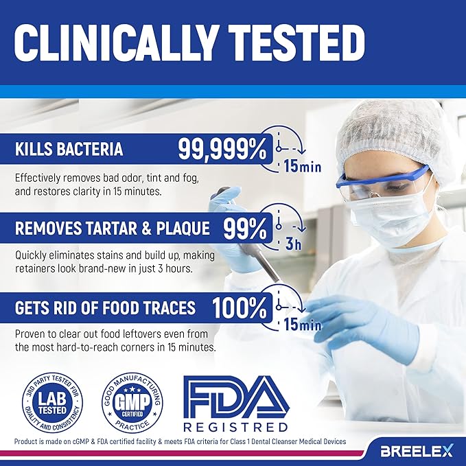 Denture Cleaning Tablets - 120 Retainer Cleaner Tablets for Aligner, Mouth & Night Guard - FSA HSA Approved Products - Dental Cleanser for Nightguard - Fresh in 3 Minute - Denture Cleaner