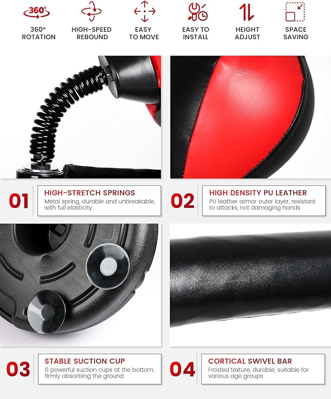 INNOLIFE Kids Boxing Bar with Punching Bag, Adjustable Height, Complete Set, Stable Base, Easy Installation