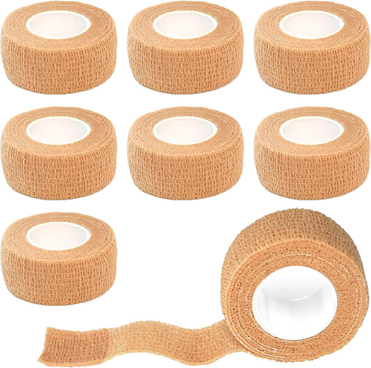 8 Pack 1 in x 5 Yards Cohesive Wrap Self Adhesive Bandage Wrap Elastic Self Adherent Wrap Self Stick Vet Tape for Athletic, Wrist, Ankle, Knees, Pets (Skin Color)