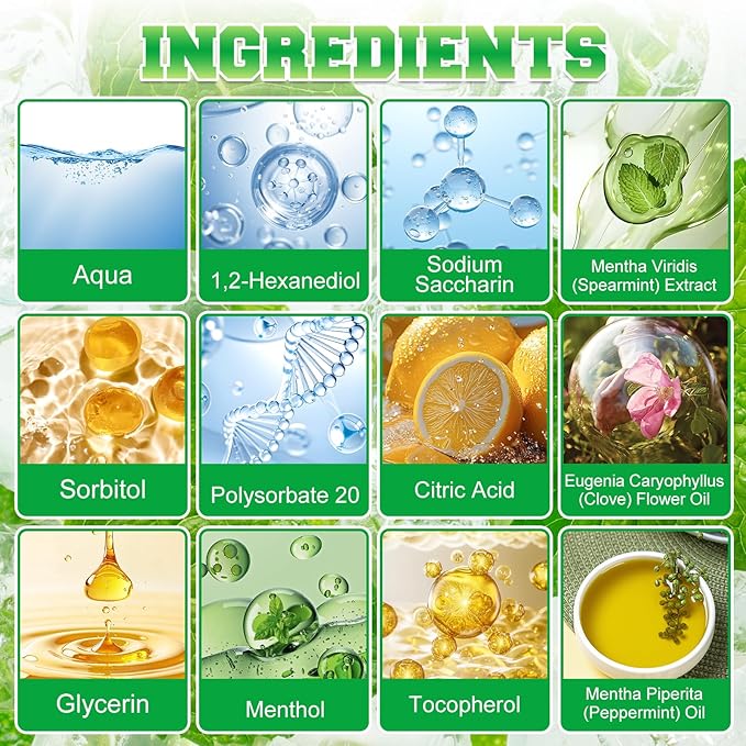 Spearmint Oil Pulling Rinse, Cold-Pressed Coconut Oil for Teeth, Mint Mouthwash, Powerful Organic Peppermint Oil Maintain Gum Health & Freshness Breath