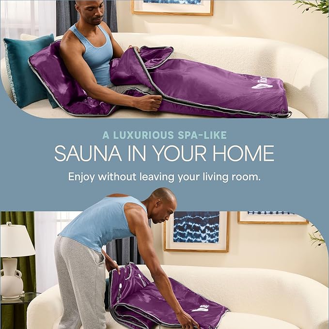 Lifepro BioRemedy Infrared Sauna Blanket – Available in 5 Colors – Portable Far Infrared Home Sauna Bag for Detox, Tension, and Relaxation – Adjustable Temp (86–158°F) & Timer – Includes Detox Wraps