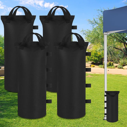 Kaskawise Canopy Tent Weights Set of 4 – 160lbs Heavy Duty Sand Bags for Pop Up Tents, Canopy Legs, Patio Umbrella, Gazebo, Trampoline – Waterproof 900D Oxford Fabric – Black