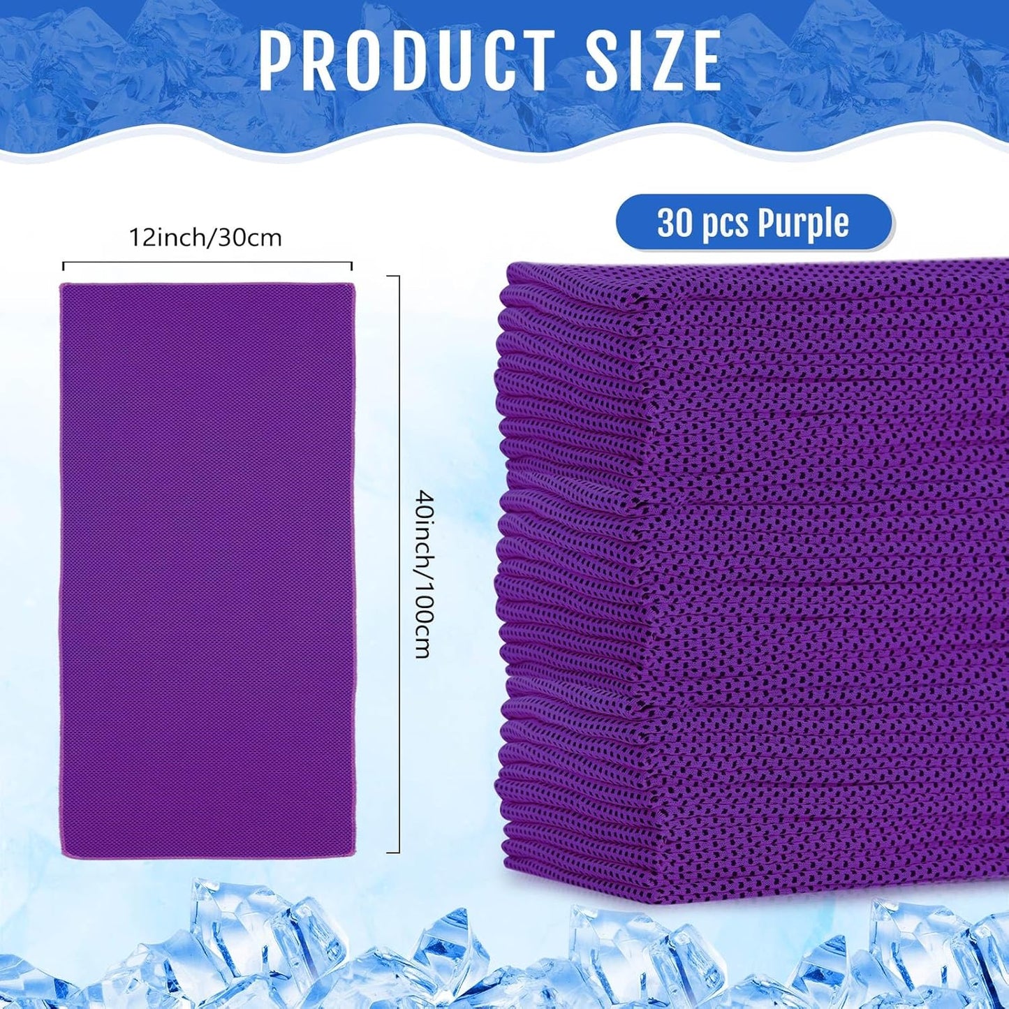 Hosuly 30 Pack Cooling Towels, 40"x12" Ice Breathable Soft Chilly Sweat Rag Microfiber Workout Rags for Gym Cooling Towels for Neck and Face for Yoga Golf Sport Running