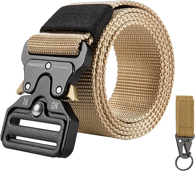 KingMoore Men's Tactical Belt Heavy Duty Webbing Belt Adjustable Military Style Nylon Belts with Metal Buckle