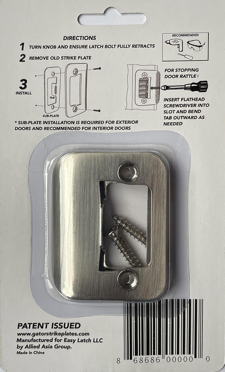 4-Pack Gator Door Latch Restorer - Strike Plate (Satin Nickel)