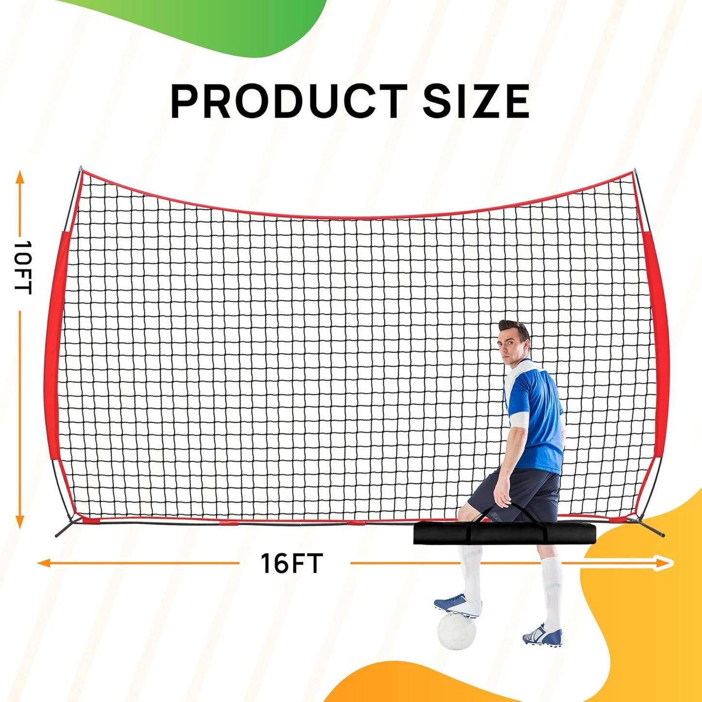 7x7ft/12x9ft/16x10ft/20x10ft Barricade Backstop Net, Sports Barrier Net, Multi-Sport Net with Carry Bag, Protective Screen for Practice- Baseball, Softball, Lacrosse, Soccer, Basketball, Tennis