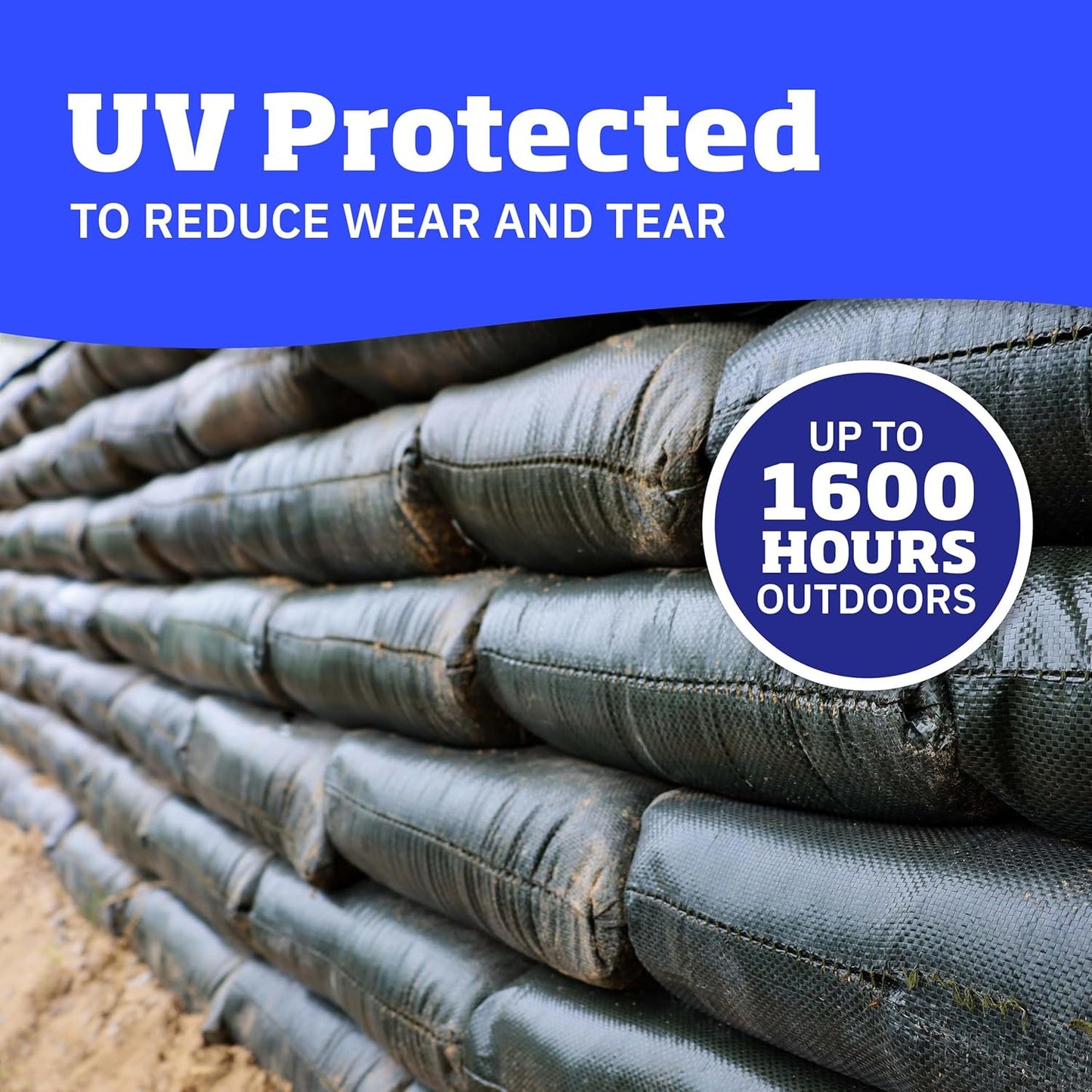 DURASACK Heavy Duty Sand Bags with Tie Strings Empty Woven Polypropylene Sand-Bags for Flood Control with 1600 Hours of UV Protection, 50 lbs Capacity, 14x26 inches, Green, Pack of 10