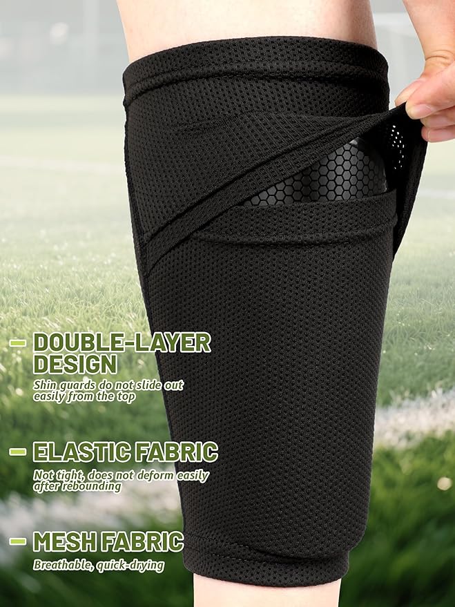 Kids Soccer Shin Guards, Youth Toddler Shin Pads with Sleeves and Soccer Socks for Age 3-16 Boys Girls Protective Lightweight Soccer Equipment