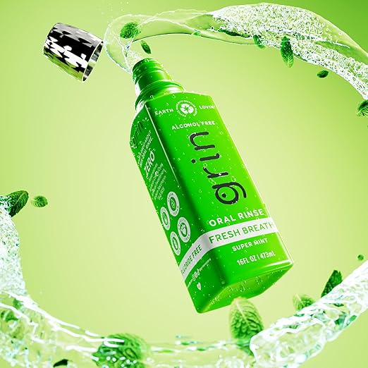 Grin Fresh Breath Oral Rinse, 16 Fl Oz, Fresh Breath Mouthwash, Super Mint Flavored, Alcohol-Free