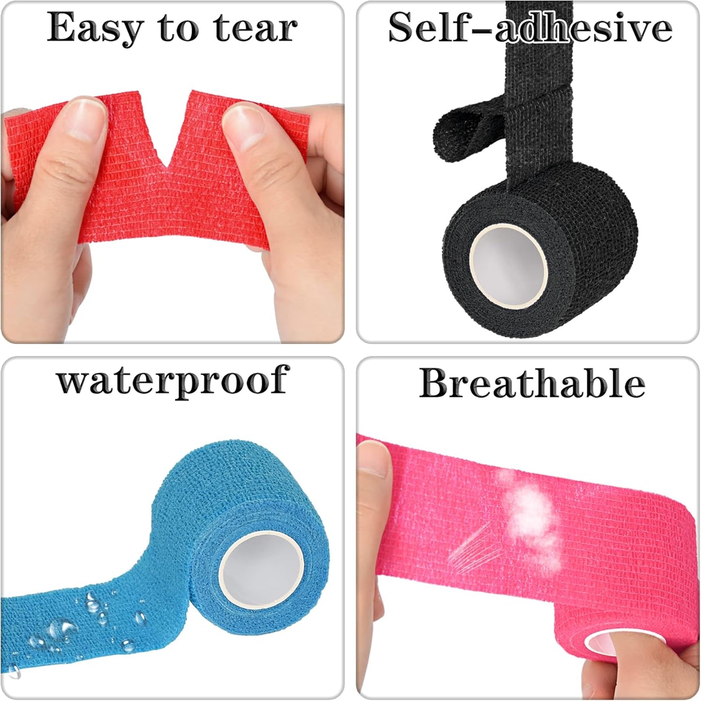 8 Pack 2 in x 5 Yards Cohesive Wrap Self Adhesive Bandage Wrap Elastic Self Adherent Wrap Self Stick Vet Tape for Athletic, Wrist, Ankle, Knees, Pets (Mixed Colors 1)