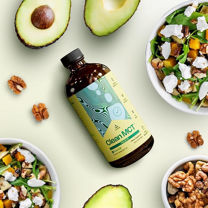 LevelUp Clean MCT Oil - 100% Caprylic C8 for Energy, Focus, Weight Management, Gut Health, Brain Superfuel - Keto Supplement for Ketogenic Coffee and Ketones - Non-GMO (16 oz Glass Bottle)