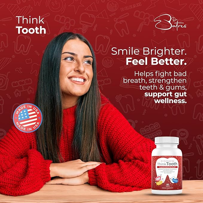 60 Chewable Tablets, Oral Probiotics for Mouth Bad Breath Treatment for Adults, 5 Strains 7 Billion CFU, Doctor Formulated Oral Probiotics for Teeth & Gums, Fresh Breath, Chronic Halitosis