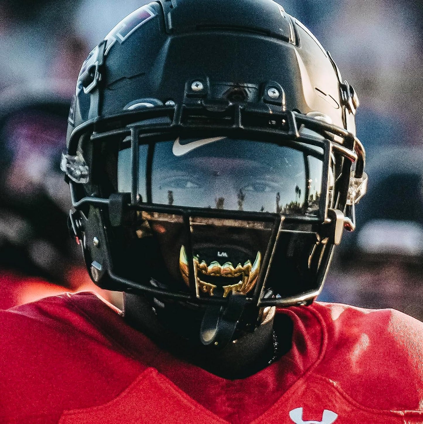 Loudmouth Football Mouth Guard - 3D Chrome Beast Football Mouthpiece, Fits Adult & Youth Ages 5+, Accessories Mouth Guard (3D Beast - Chrome Black/Gold)