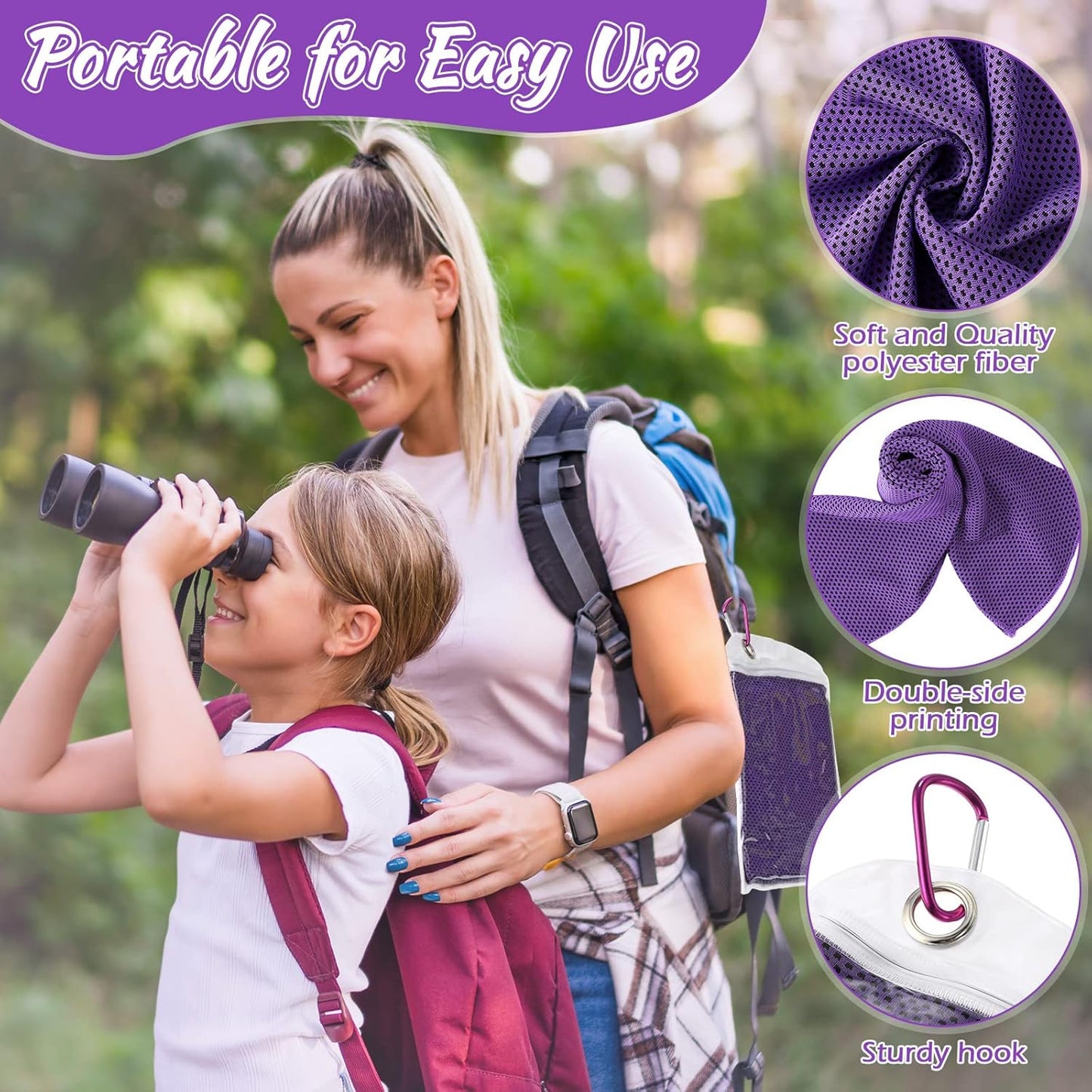 20 Pcs Cooling Towel 40" x 12" Ice Towel for Neck and Face Microfiber Chilly with Bag Breathable Yoga Gym Stay Cool Towels Sweat Rag for Workout Running Camping Pilates Beach Accessories (Purple)