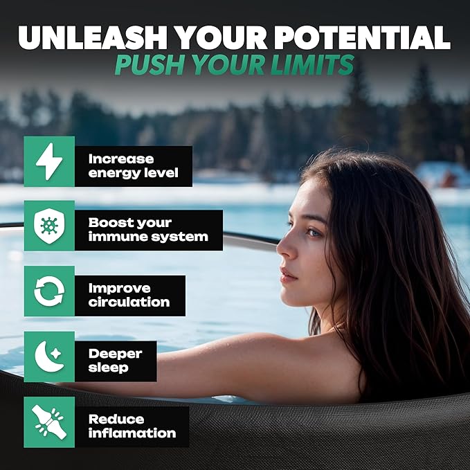 Ice Bath Tub XL - Exclusive Patented Anti-Leak Shield - Cold Plunge Tub With Cover - Ice Bricks X2 - Portable bathtub Outdoor Indoor - Free Ebook