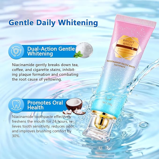 Niacinamide Whitening Toothpaste, Kimralur Triple Whitening Intensive Niacinamides Toothpastes, Fluoride-Free Formula is Suitable for Sensitive Teeth (1)