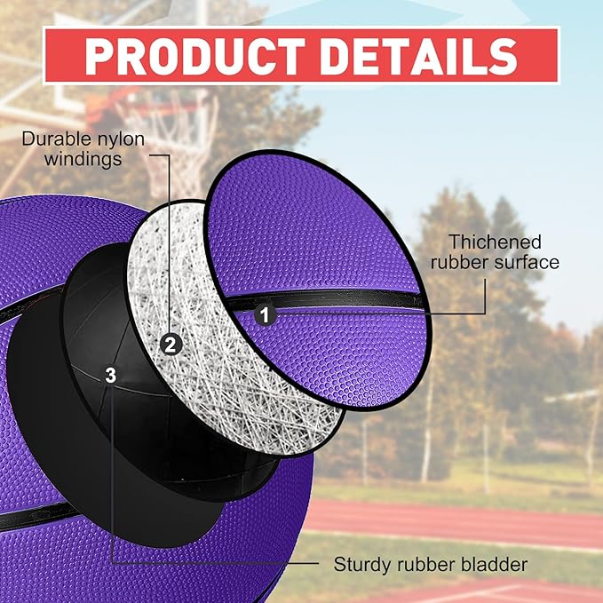 Libima 4 Pcs Rubber Basketball with Pump Official Size Indoor Outdoor Basketball Game Practice Training Kid Teen Women Men Streetbball Sport Gift Back to School