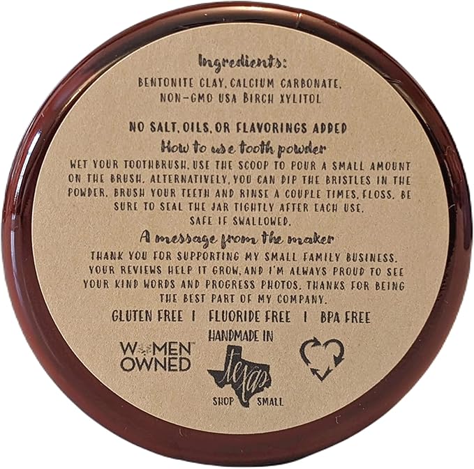 Unflavored Simply Sooney Fluoride Free Vegan Remineralizing Tooth Powder I for Naturally Stronger Teeth (1.5 oz BPA Free Jar)