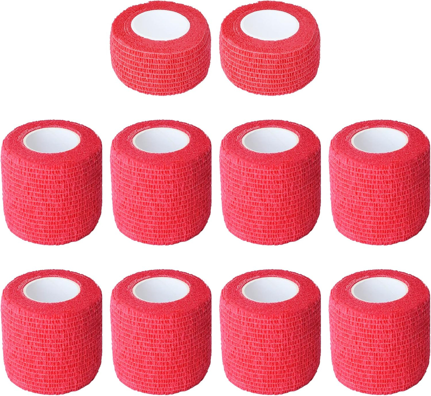 10 Pack Self Adherent Bandage Wrap Elastic Cohesive Bandage Self Adhesive Tape Vet Wrap Tape 2 Size (8Pack 2'' and 2Pack 1''), Red