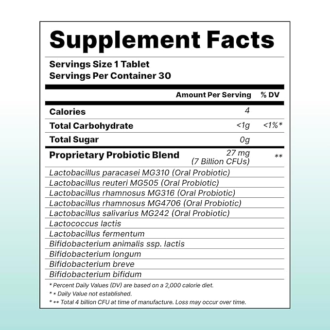 K-Nutra Dentifresh Mint Xylitol Tabs – Oral Probiotics for Bad Breath, Dry Mouth & Fresh Breath, 7 Billion CFU, Sugar-Free, GMO-Free, Gluten-Free, Natural Mint Flavor, 30 Tablets (Improved Formula)