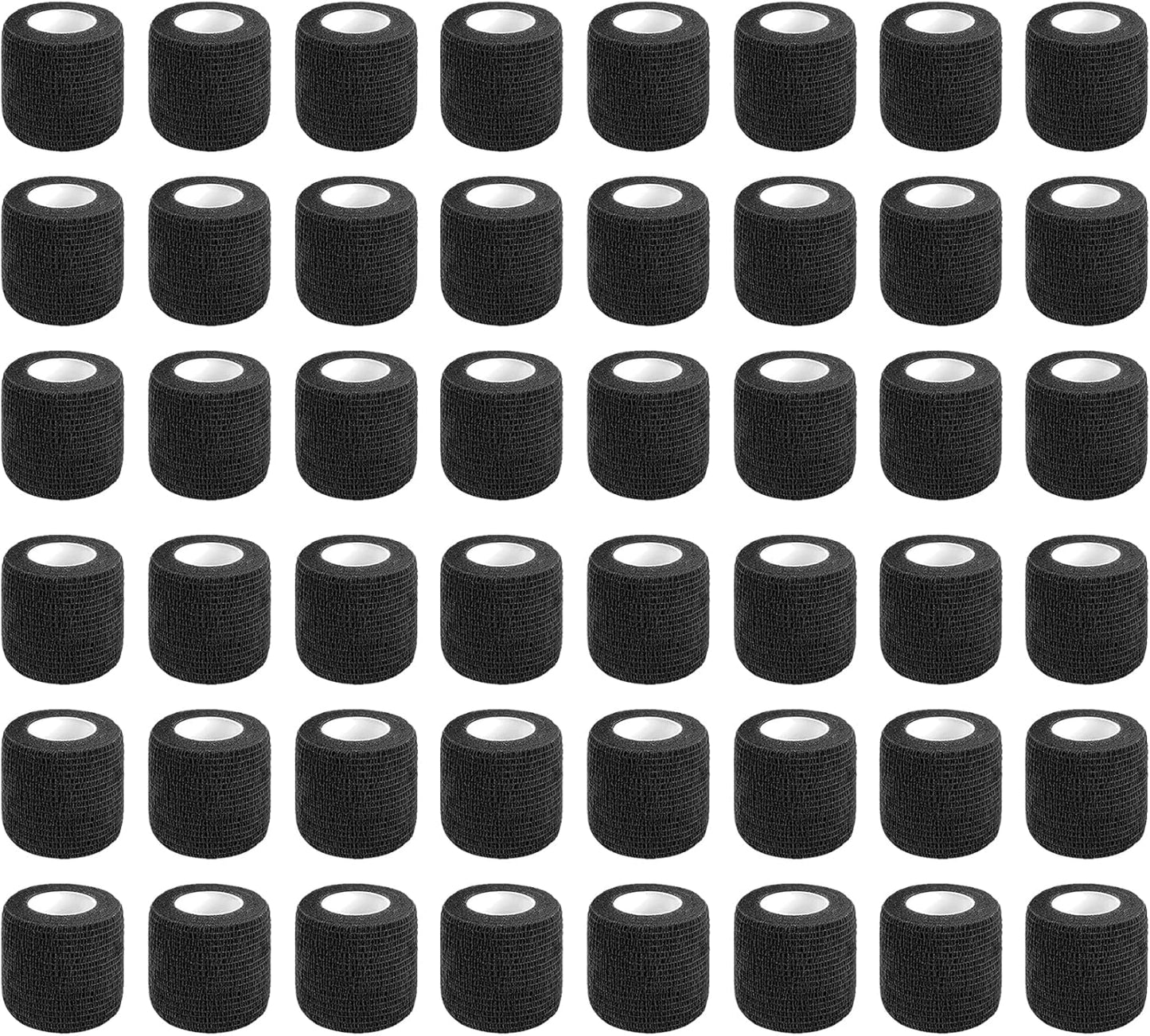 48 Rolls Self Adhesive Bandage Wrap 2 inch Cohesive Bandage Wrap Stretch Bandages Wraps Tape Black Elastic Self-Adherent Tape for Wrist Ankle Sports Swelling Sprains