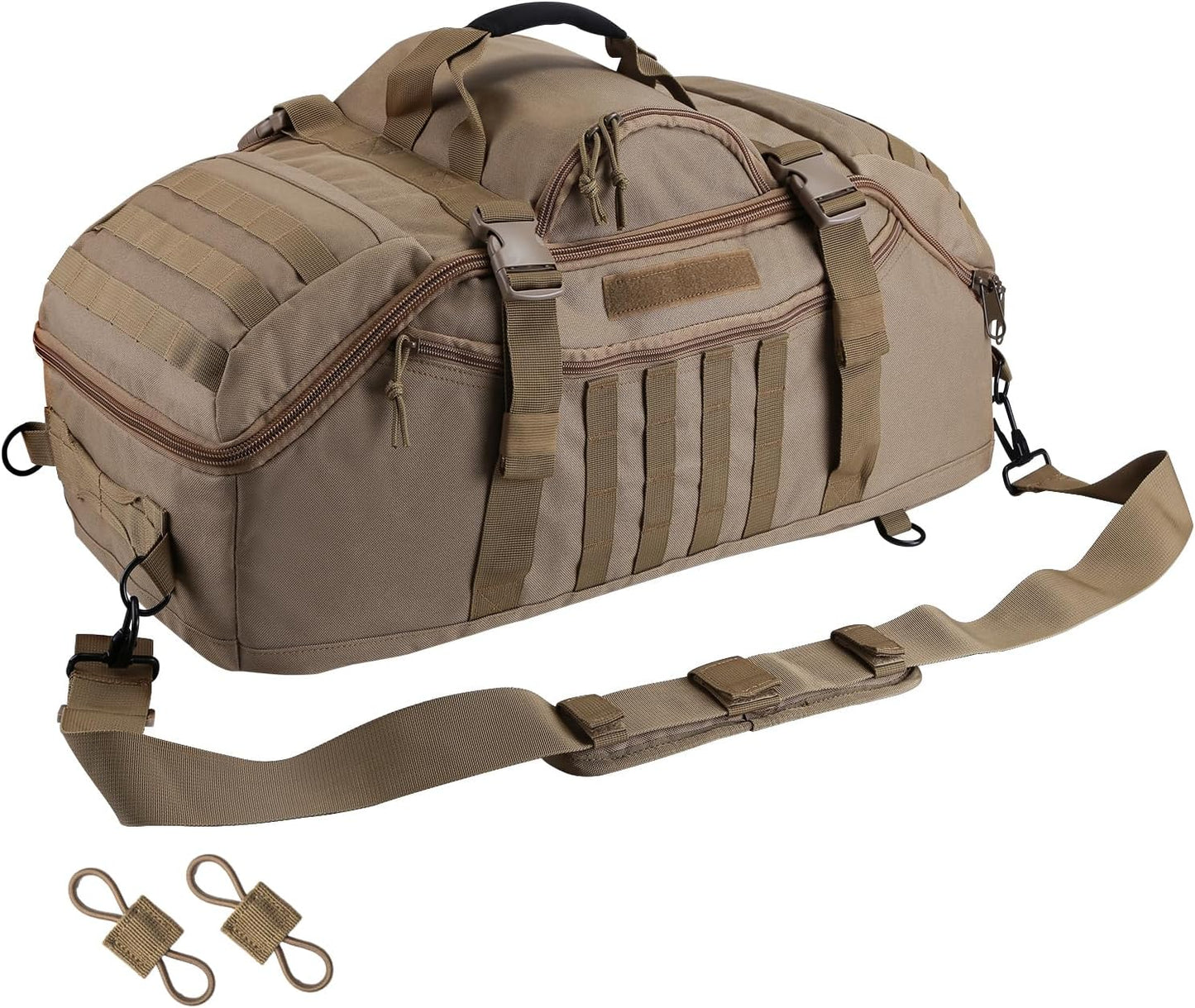 55L Large Duffle Bag, 3-in-1 Tactical Backpack MOLLE Pack for Gym, Sports, Outdoor, Coyote