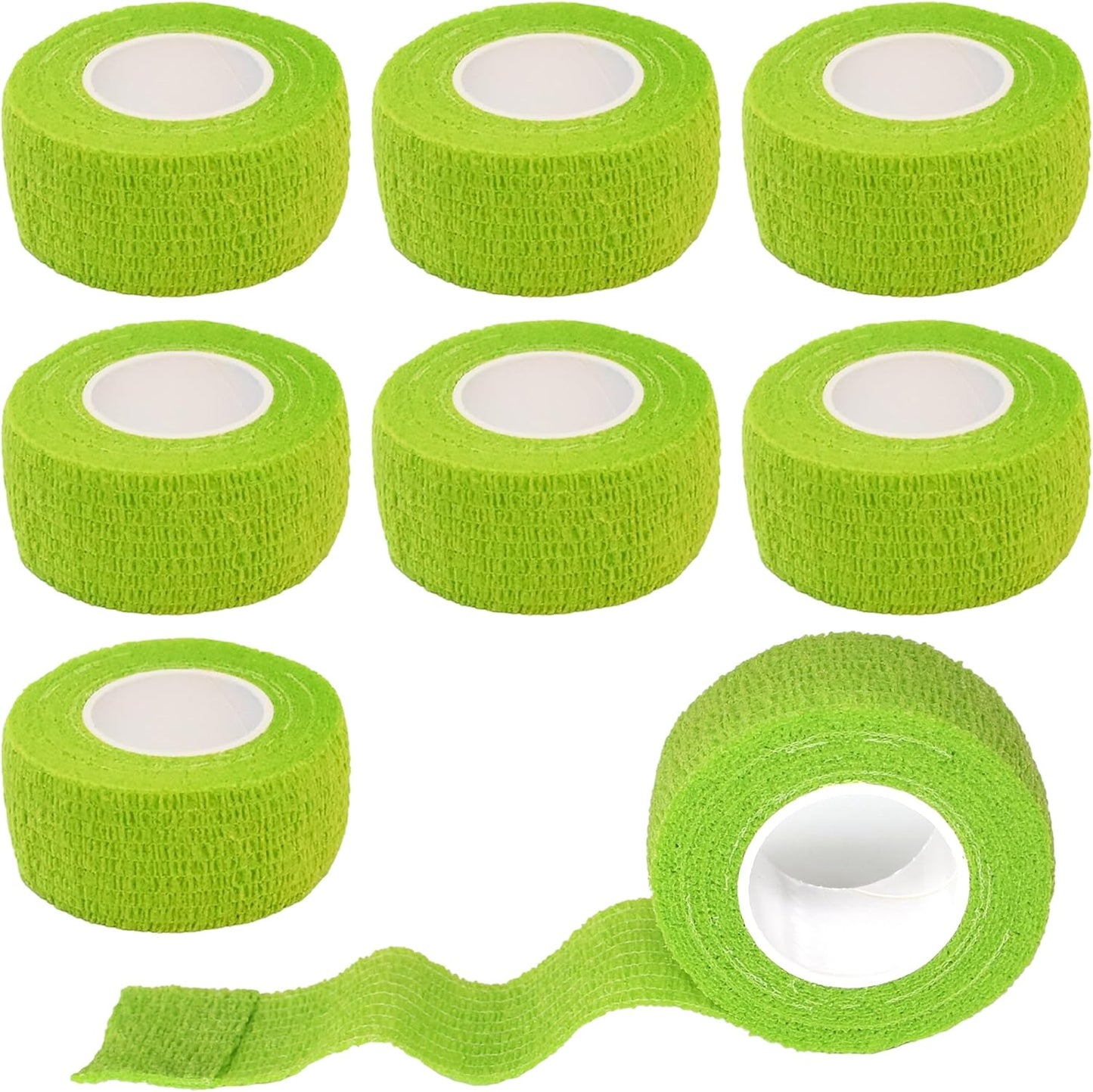 8 Pack 1 in x 5 Yards Cohesive Wrap Self Adhesive Bandage Wrap Elastic Self Adherent Wrap Self Stick Vet Tape for Athletic, Wrist, Ankle, Knees, Pets (Grass Green)