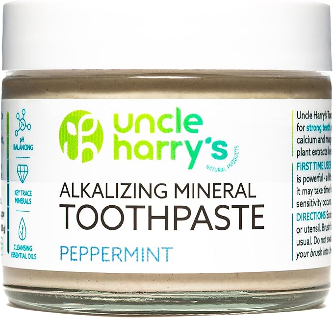 Uncle Harry's Peppermint Remineralizing Toothpaste | Natural Whitening Tooth Paste Freshens Breath & Promotes Enamel | Vegan Fluoride Free Toothpaste (2 Pack)
