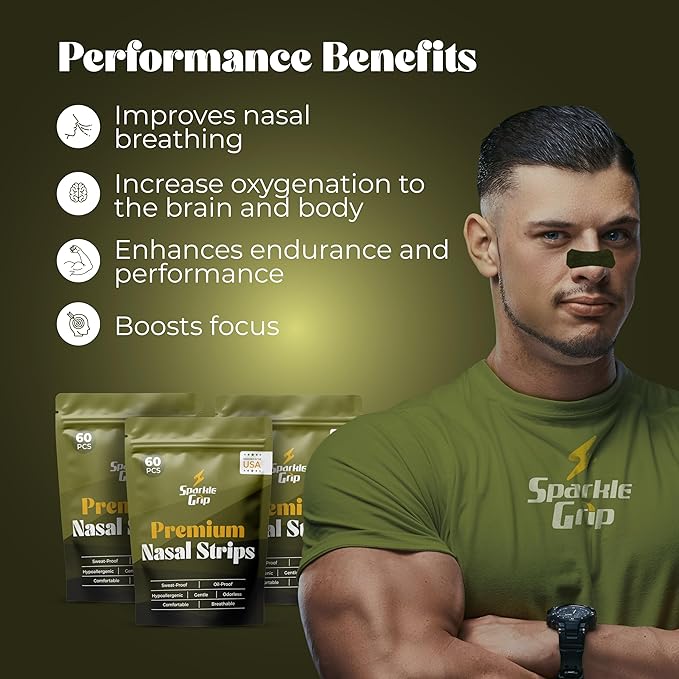 Nasal Strips for Snoring (60 Count) Nasal Strips for Sleeping - Nose Strips for Breathing | Athletic Nasal Strips | Wide Body | Oil & Sweat Proof Adhesive | Extra Strength| Size Fits All. USA Brand