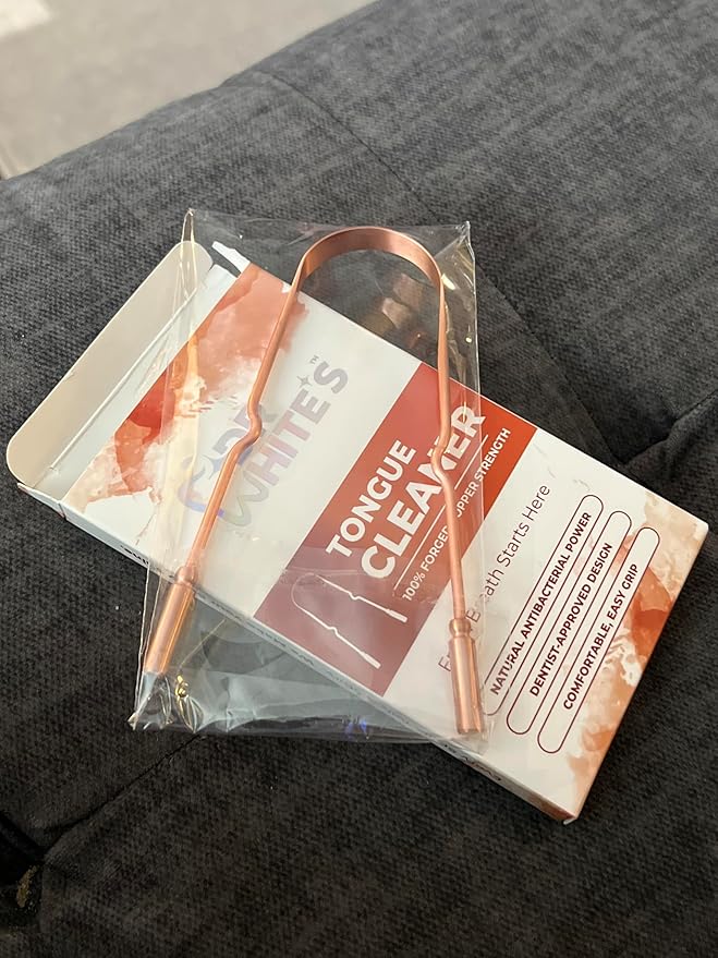 Dr. White’s Copper Tongue Cleaner – Dentist-Formulated Dual-Grip Design for Fresh Breath & Everyday Oral Detox – 100% Forged Copper, For Adults & Kids, Rust-Resistant, Built to Last