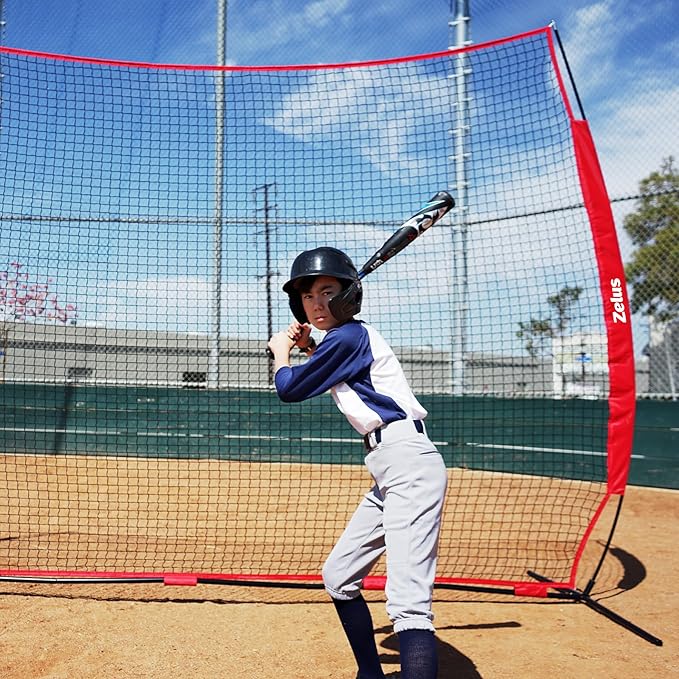 12x9ft / 16x10ft Barricade Backstop Net, Ball Sports Barrier, Practice Net for Baseball, Softball, Lacrosse, Soccer, Basketball and More