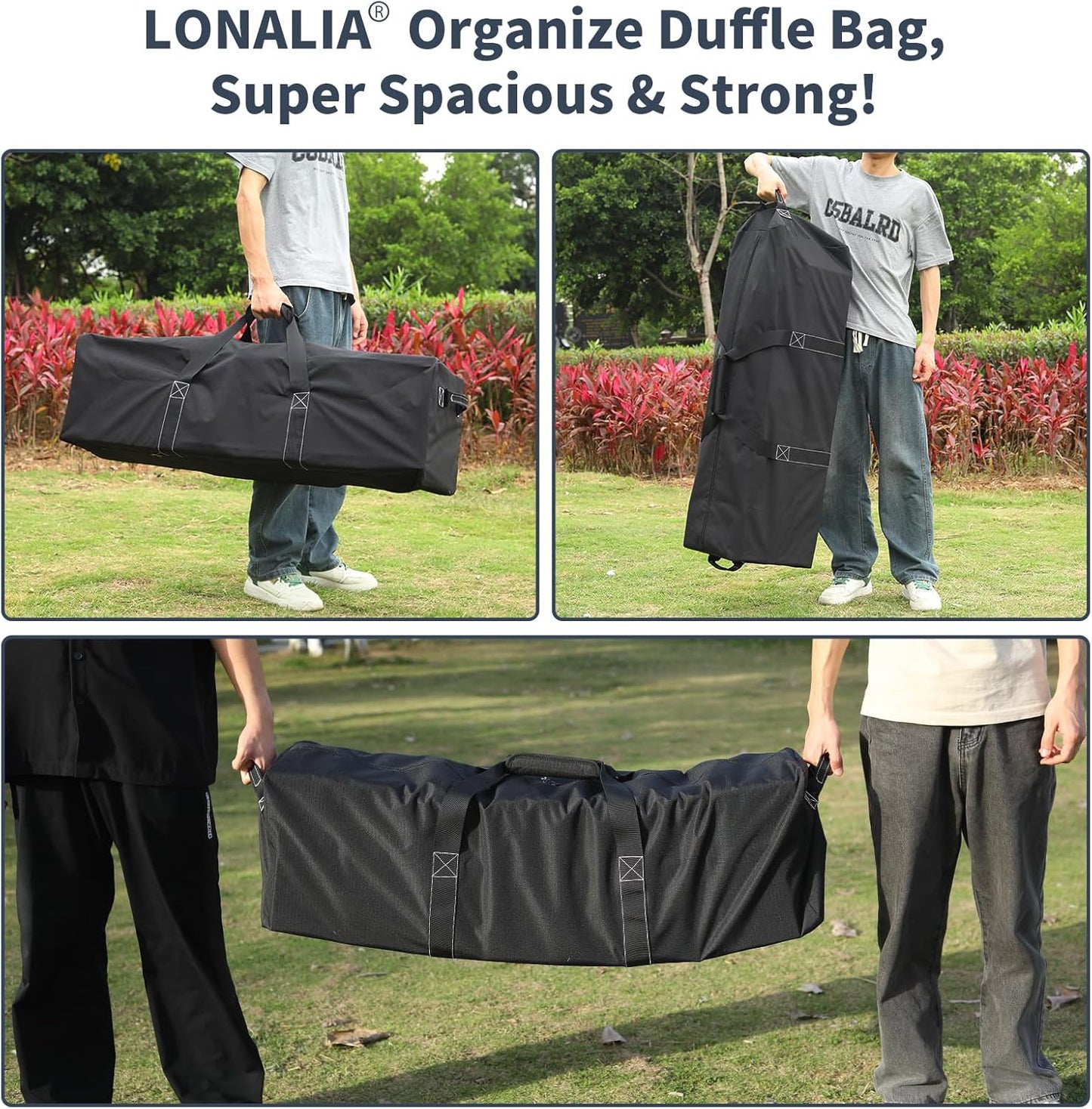 42 Inch Large Duffle Bag for Travel - 116L Extra Large Heavy Duty Duffel Bag with 2 Sides Handles, Sport Equipment Storage Bag for Camping-Black